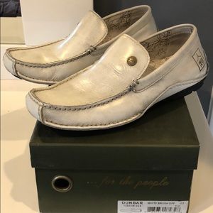 Dunbar white brush off mens loafers